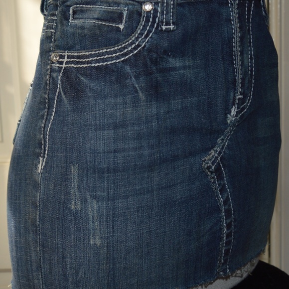 'ZIPPER PREMIUM' VINTAGE BLUE DENIM MINISKIRT 9(L) - Picture 3 of 8